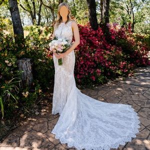 Enzoani - Wedding Dress, Bridal Gown, Open Back, High Neck Line (Size 4)